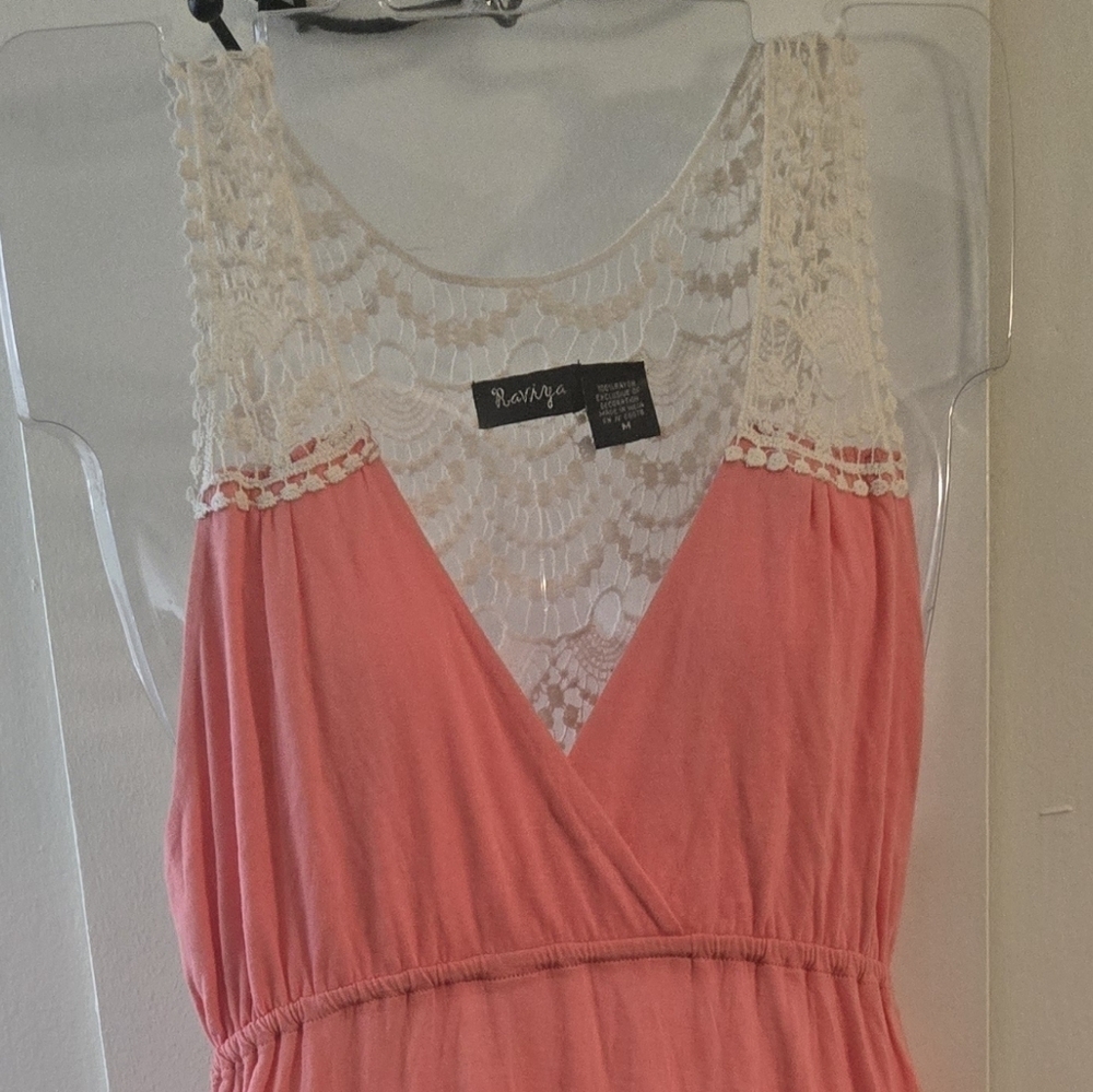 Raviya Coral and White Maxi Dress - Picture 2 of 4